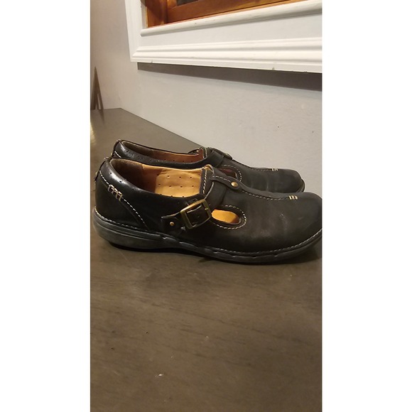 Clarks Unstructured Un.poem Mary Jane Black Leather MOC Shoes Size 8 - Picture 4 of 6